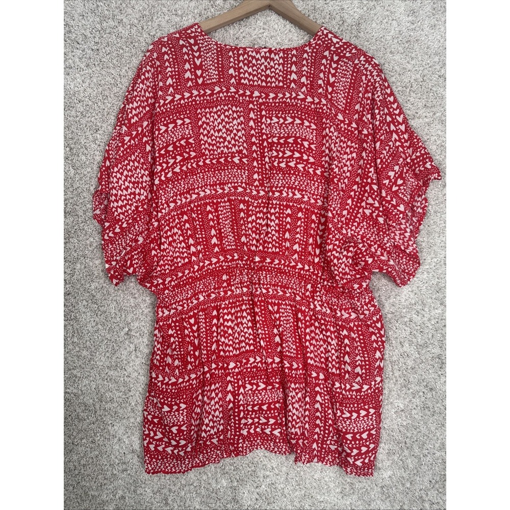 NWT Victoria's Secret Red Heart Print SCover-Up Tunic Cardigan One Size - Picture 7 of 9
